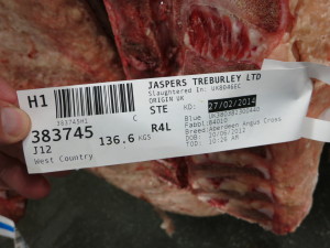 Identification including farm, abattoir, date of birth, grade, breed, sex-class and other traits