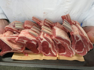 Three-rib racks of lamb