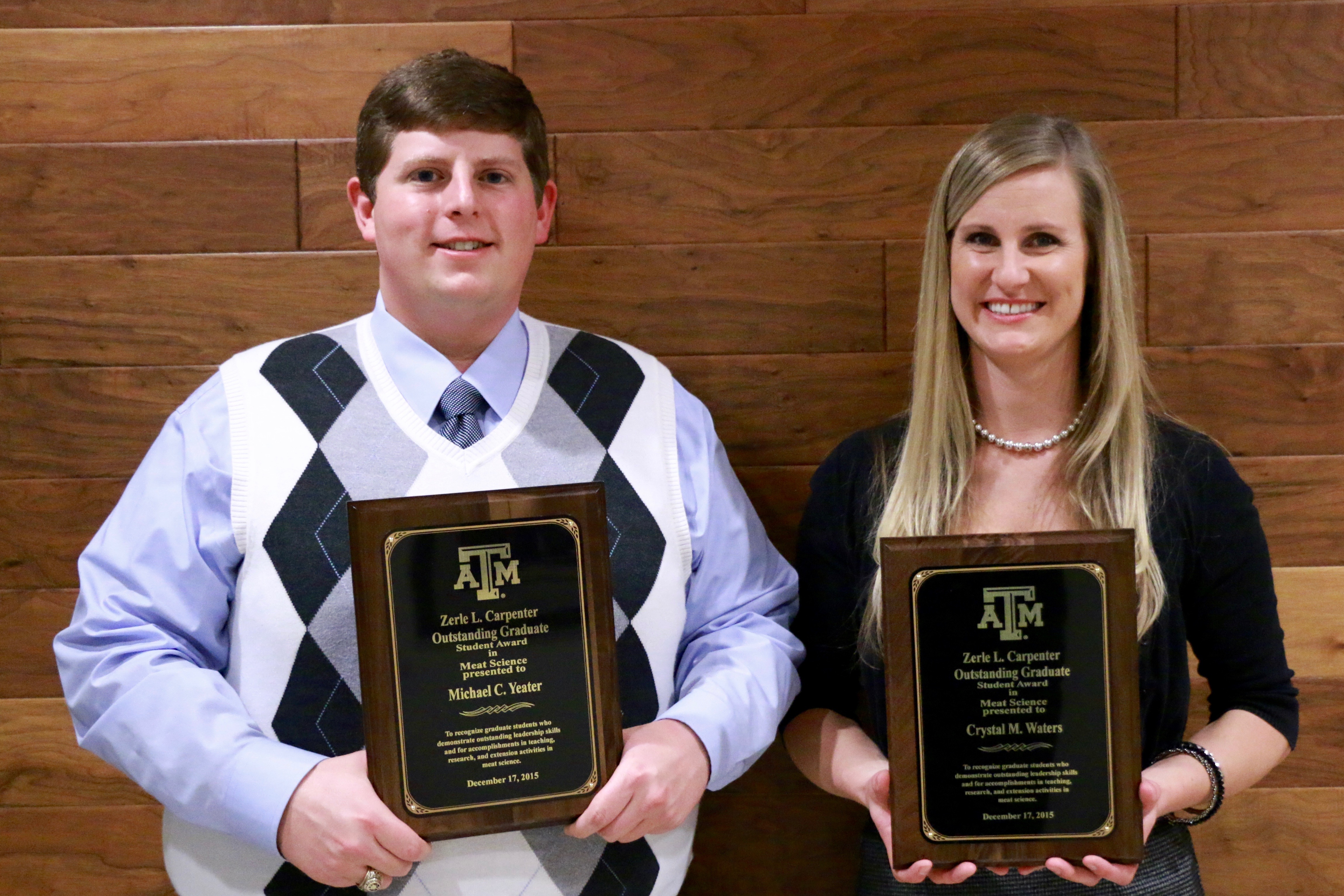 Yeater and Waters receive Carpenter Award